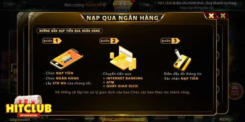 Gửi tiền vào Hitclub cực nhanh qua chuyển khoản ngân hàng