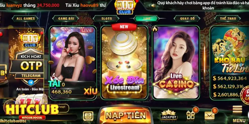 Sảnh casino Hitclub đa dạng game